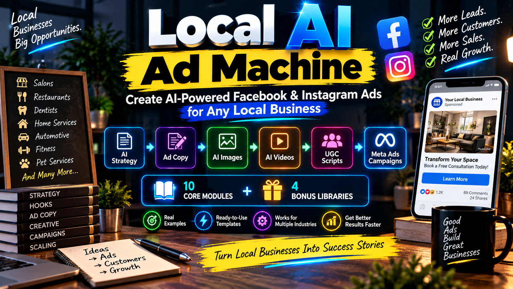Preview of the Local AI Ad Machine playbook and resources
